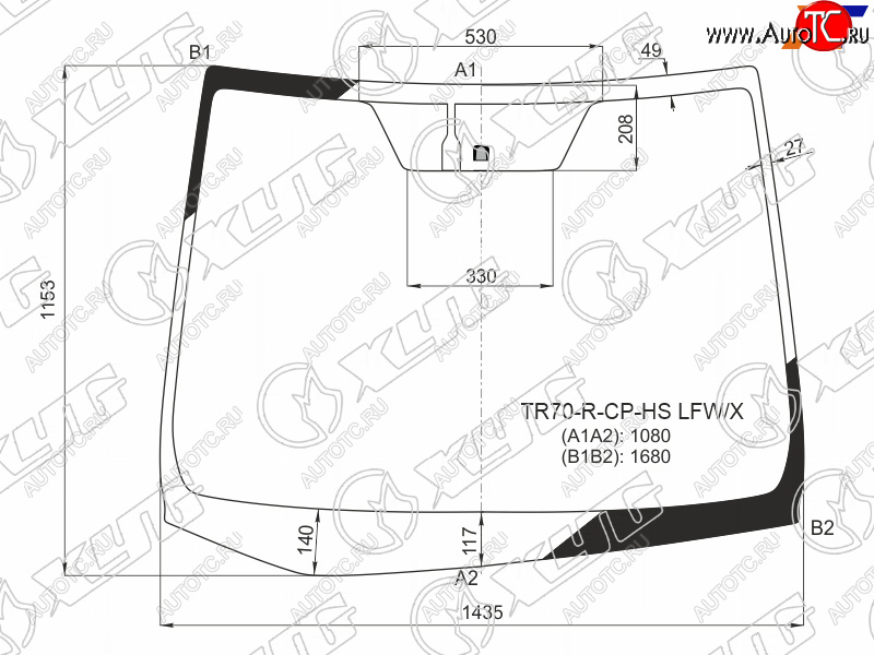 12 649 р. Стекло лобовое (Место под датчик запотевания) Toyota Noah 14-22  Voxy 14-22  Esquire 14-21 XYG TR70-R-CP-HS LFW/X  с доставкой в г. Пермь