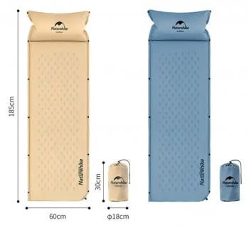 3 019 р. Коврик самонадувающийся с подушкой Naturehike, 185х60х2,5 см, синий Naturehike nh15q002-d-blsn  с доставкой в г. Пермь. Увеличить фотографию 4