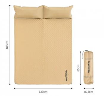 5 749 р. Коврик самонадувающийся Naturehike двойной, с подушками, 185х130х2,5 см, песочный Naturehike nh18q010-d-nye  с доставкой в г. Пермь. Увеличить фотографию 2