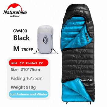 21 019 р. Мешок спальный Naturehike Ultralight CW400 M , 210х75 см, (правый) (ТК: +5C), черный Naturehike nh18c400-d-blm  с доставкой в г. Пермь. Увеличить фотографию 2