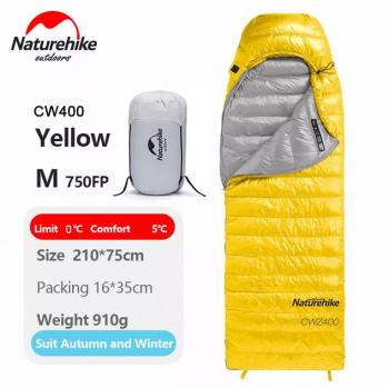 10 899 р. Мешок спальный Naturehike Ultralight CWZ400 M, 210х75 см, (правый) (ТК: +7C), желтый Naturehike nh19w400-z-yem  с доставкой в г. Пермь. Увеличить фотографию 2