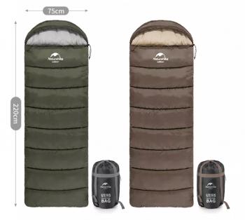 4 269 р. Мешок спальный Naturehike U350, (190х30)х75 см, (левый) (ТК: +1C), темно-зеленый Naturehike nh20msd07-agru350-l  с доставкой в г. Пермь. Увеличить фотографию 3