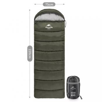 3 569 р. Мешок спальный Naturehike U150, 220х75 см, (ТК: +11C), (левый), темно-зеленый Naturehike nh20msd07-arm150-l  с доставкой в г. Пермь. Увеличить фотографию 5