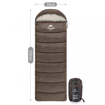 3 569 р. Мешок спальный Naturehike U150, 220х75 см, (ТК: +11C), правый, коричневый Naturehike nh20msd07-g150  с доставкой в г. Пермь. Увеличить фотографию 2