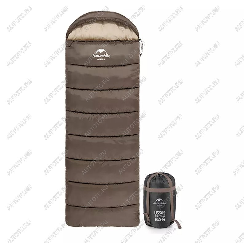 4 559 р. Мешок спальный Naturehike U350, (190х30)х75 см, (правый) (ТК: +1C), коричневый Naturehike nh20msd07-gu350  с доставкой в г. Пермь