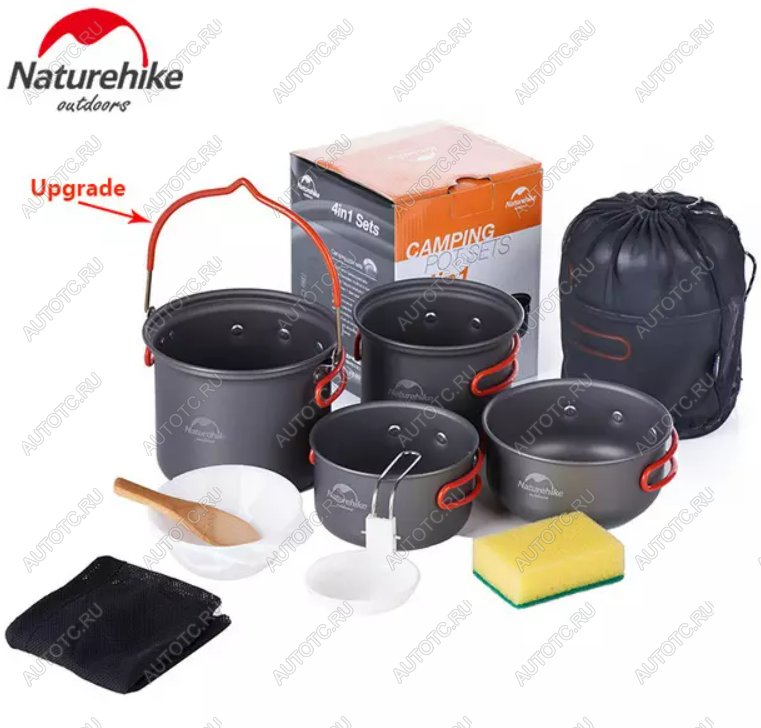 3 289 р. Набор посуды Naturehike туристический 4 в 1 (подвес+3 чашки) Naturehike nh18t018-g-va  с доставкой в г. Пермь