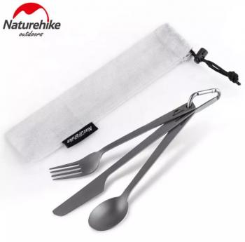 2 809 р. Набор столовых приборов Naturehike (нож, вилка, ложка), титан, в чехле Naturehike nh19t011-d-tic  с доставкой в г. Пермь. Увеличить фотографию 1