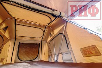 125 439 р. Палатка на крышу автомобиля РИФ Soft RT01-140, тент песочный, корпус черный, 240х140х130 см РИФ rifrt011406090w  с доставкой в г. Пермь. Увеличить фотографию 13