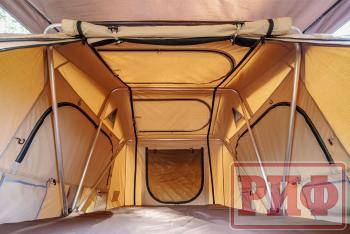 125 439 р. Палатка на крышу автомобиля РИФ Soft RT01-140, тент песочный, корпус черный, 240х140х130 см РИФ rifrt011406090w  с доставкой в г. Пермь. Увеличить фотографию 12
