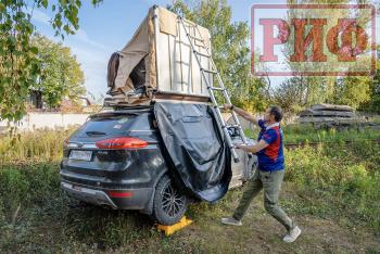 125 439 р. Палатка на крышу автомобиля РИФ Soft RT01-140, тент песочный, корпус черный, 240х140х130 см РИФ rifrt011406090w  с доставкой в г. Пермь. Увеличить фотографию 7
