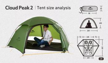 23 359 р. Палатка Naturehike Cloud Peak 20D Si 2-местная, алюминиевый каркас, зеленая Naturehike nh17k240-y-dgr  с доставкой в г. Пермь. Увеличить фотографию 4