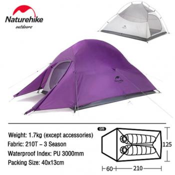 13 299 р. Палатка Naturehike Cloud Up 2-местная, алюминиевый каркас, пурпурный Naturehike nh17t001-t-tpur  с доставкой в г. Пермь. Увеличить фотографию 2