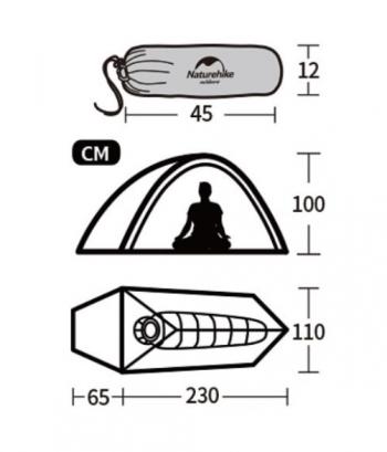 15 289 р. Палатка Naturehike Cloud Up Si 1-местная, алюминиевый каркас, сверхлегкая, синяя Naturehike nh18t010-t-1dnav  с доставкой в г. Пермь. Увеличить фотографию 2