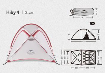 26 969 р. Палатка Naturehike Hiby Si 4-местная, алюминиевый каркас, серо-красный Naturehike nh19zp005-dg  с доставкой в г. Пермь. Увеличить фотографию 6