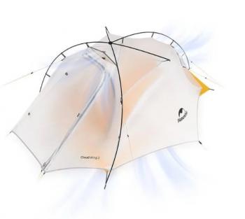 23 149 р. Палатка Naturehike Cloud Up-Wing Si 2-местная, алюминиевый каркас, серо-желтая Naturehike nh19zp083-2-2wdgrye  с доставкой в г. Пермь. Увеличить фотографию 2