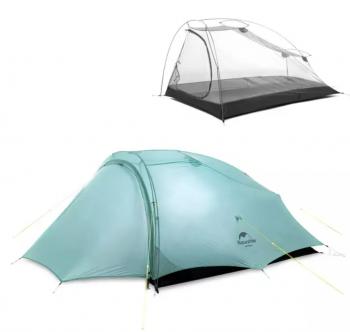 14 609 р. Палатка Naturehike Outdoor 2-местная, алюминиевый каркас, сверхлегкая, голубой Naturehike nh20zp091-2lbl  с доставкой в г. Пермь. Увеличить фотографию 2