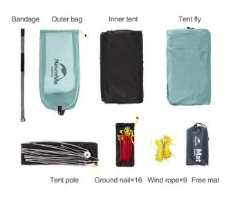 14 609 р. Палатка Naturehike Outdoor 2-местная, алюминиевый каркас, сверхлегкая, голубой Naturehike nh20zp091-2lbl  с доставкой в г. Пермь. Увеличить фотографию 14