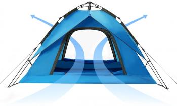 8 529 р. Палатка Naturehike 3-местная, быстросборная, синяя Naturehike nh21zp008-3bl  с доставкой в г. Пермь. Увеличить фотографию 3