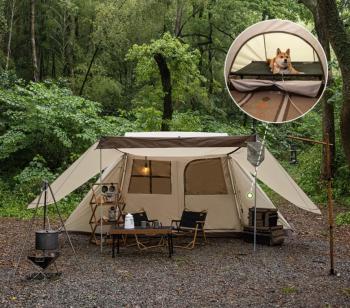 29 739 р. Палатка Naturehike Village 5.0 4-местная, алюминиевый каркас, снежная юбка, бежевая Naturehike nh21zp009-kh  с доставкой в г. Пермь. Увеличить фотографию 7