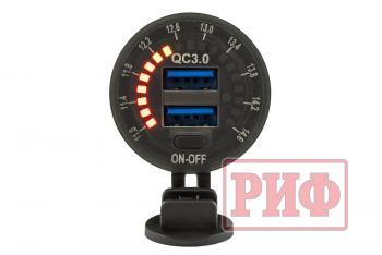 1 699 р. Розетка USB 2 QC 3.0 с вольтметром РИФ rif22-4-01460  с доставкой в г. Пермь. Увеличить фотографию 4