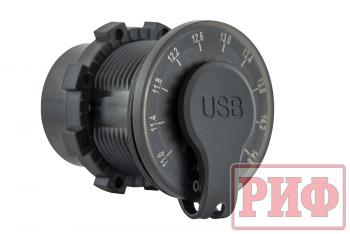 1 699 р. Розетка USB 2 QC 3.0 с вольтметром РИФ rif22-4-01460  с доставкой в г. Пермь. Увеличить фотографию 2