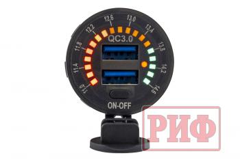 1 699 р. Розетка USB 2 QC 3.0 с вольтметром РИФ rif22-4-01460  с доставкой в г. Пермь. Увеличить фотографию 5