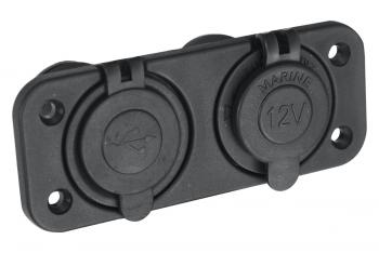 1 249 р. Розетка комбинированная с USB 3,1А на монтажной панели РИФ rif22-4-1009100  с доставкой в г. Пермь. Увеличить фотографию 1