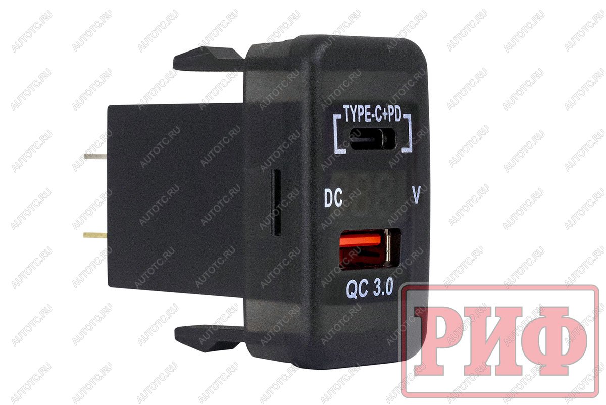 1 849 р. Розетка USB Type C, QC 3.0 с вольтметром для Toyota 40x20 РИФ rif22-4-1013600  с доставкой в г. Пермь