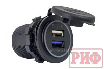 1 949 р. Розетка USB 2.4А, QC 3.0 34x37х54 РИФ rif22-4-1014100  с доставкой в г. Пермь. Увеличить фотографию 1