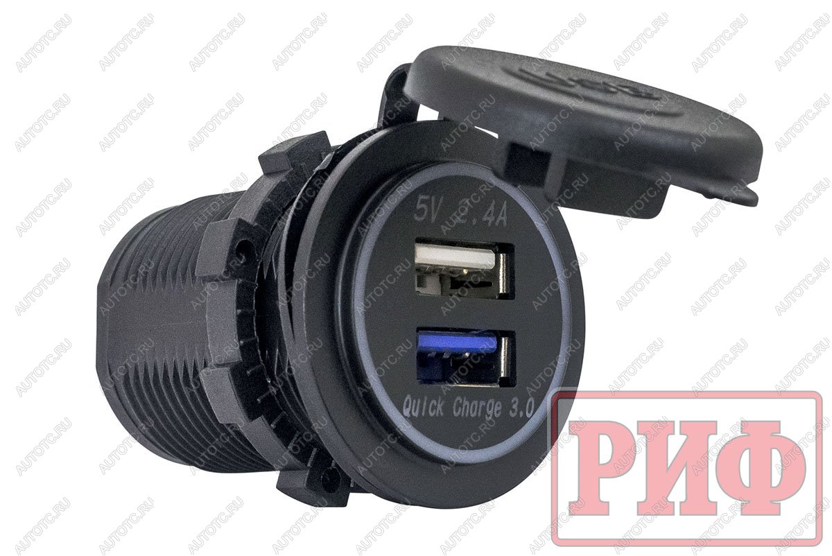 1 949 р. Розетка USB 2.4А, QC 3.0 34x37х54 РИФ rif22-4-1014100  с доставкой в г. Пермь