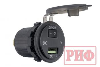 269 р. Розетка USB QC 3.0 с вольтметром, 34x37х54 РИФ rif22-4-1014200  с доставкой в г. Пермь. Увеличить фотографию 1