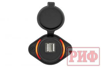 1 249 р. Розетка USB 3,1А накладное крепление, красная подсветка РИФ rif22-4-21450  с доставкой в г. Пермь. Увеличить фотографию 3