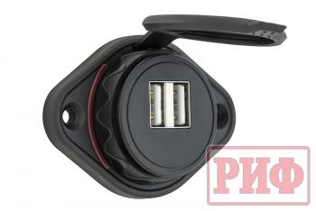 1 249 р. Розетка USB 3,1А накладное крепление, красная подсветка РИФ rif22-4-21450  с доставкой в г. Пермь. Увеличить фотографию 1