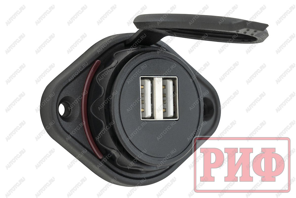 1 249 р. Розетка USB 3,1А накладное крепление, красная подсветка РИФ rif22-4-21450  с доставкой в г. Пермь