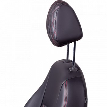 7 199 р. Комплект чехлов для сидений (РЗС 60/40, подлок., 3Г, Илана+Орегон) Lord Autofashion ТУРИН РОМБ  Chery Tiggo 7 PRO (2019-2025) (черный, вставка черная, строчка красная)  с доставкой в г. Пермь. Увеличить фотографию 5