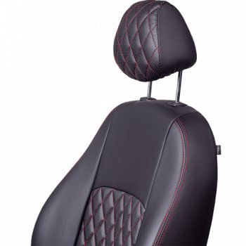 7 199 р. Комплект чехлов для сидений (РЗС 60/40, подлок., 3Г, Илана+Орегон) Lord Autofashion ТУРИН РОМБ  Chery Tiggo 7 PRO (2019-2025) (черный, вставка черная, строчка красная)  с доставкой в г. Пермь. Увеличить фотографию 6