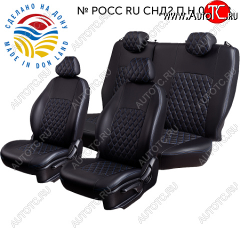 9 449 р. Чехлы модельные (РЗС60/40+подлок., 3Г, Илана+Орегон)  Chery Tiggo 7 PRO (2019-2025) (черный/черный/синий)  с доставкой в г. Пермь