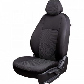 Комплект чехлов для сидений (со стол. РЗСиС 60/40 3Г Жаккард) ДУБЛИН Lord Autofashion Hyundai Matrix 1 FC дорестайлинг (2001-2005) (черный, вставка Ёж белая)