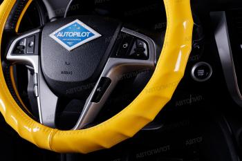 749 р. Оплётка на руль (37-39см BLW-012 кож/зам) Автопилот   (желтый)  с доставкой в г. Пермь. Увеличить фотографию 2