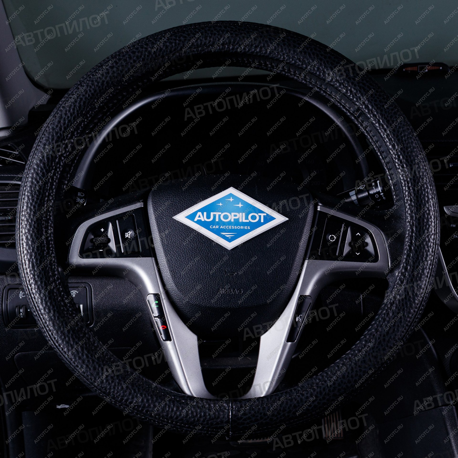 679 р. Оплётка на руль (37-39см BLW-019 кож/зам) Автопилот Honda Mobilio 2 DD4,DD5 1-ый рестайлинг (2017-2019) (черный)  с доставкой в г. Пермь