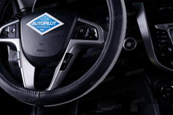 549 р. Оплётка на руль (37-39см BLW-025 кож/зам) Автопилот   (черный)  с доставкой в г. Пермь. Увеличить фотографию 3