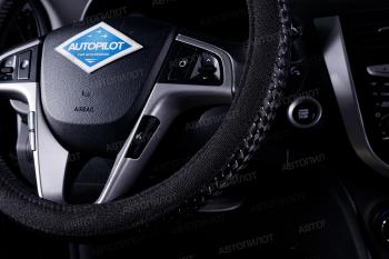 599 р. Оплётка на руль (37-39см BLW-028 кож/зам+текстиль) Автопилот Honda Mobilio 2 DD4,DD5 1-ый рестайлинг (2017-2019) (черный)  с доставкой в г. Пермь. Увеличить фотографию 3