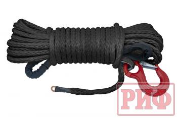 8 159 р. Трос для лебёдки синтетический РИФ 10 мм25 м черный (готовый)  rope10mm25mbl  с доставкой в г. Пермь. Увеличить фотографию 1