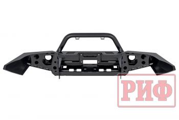 69 259 р. Бампер РИФ силовой передний Toyota Land Cruiser Prado 120 c доп. фарами, центральной дугой, защитой бачка омывателя  rif120-10170  с доставкой в г. Пермь. Увеличить фотографию 2