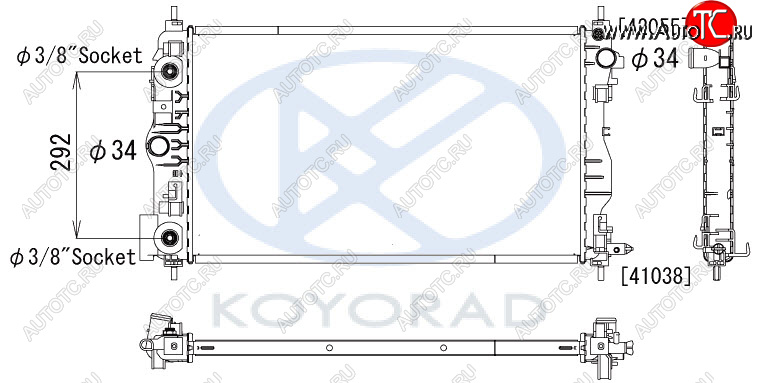 8 399 р. CRUZE {(1.6  109л.с. ORLANDO 11- дизель} РАДИАТОР ОХЛАЖДЕН AT С КОНДИЦ (KOYO) KOYORAD cvcrz09-915  с доставкой в г. Пермь