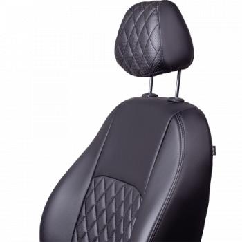 6 949 р. Комплект чехлов для сидений (ЦЗС Илана+Орегон) ТУРИН ст РОМБ Lord Autofashion Lifan Breez (2006-2012) (черный, вставка черная, строчка черная)  с доставкой в г. Пермь. Увеличить фотографию 3