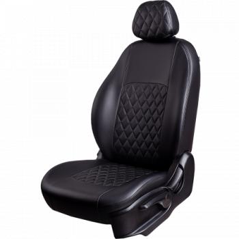 Комплект чехлов для сидений (ЦЗС Илана+Орегон) ТУРИН ст РОМБ Lord Autofashion Lifan Breez (2006-2012) (черный, вставка черная, строчка черная)
