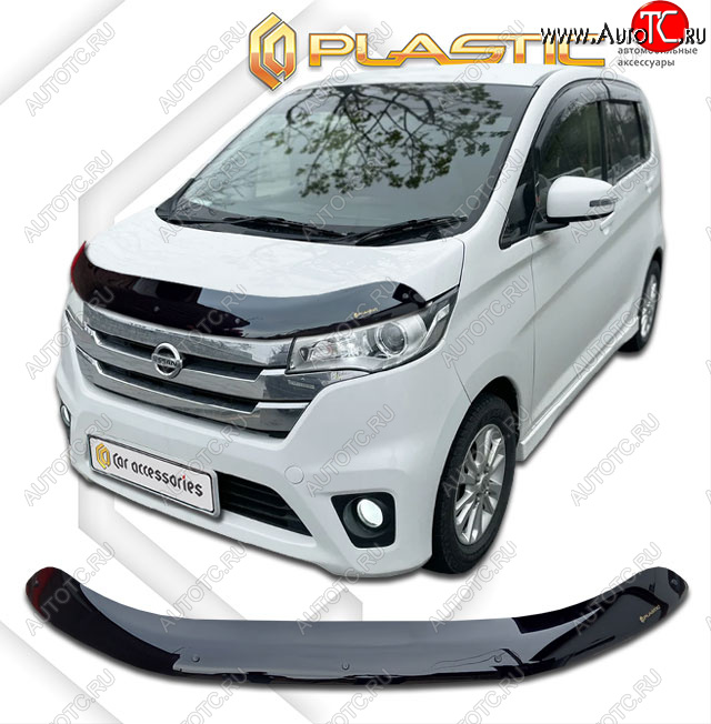 1 899 р. Дефлектор капота CA-Plastic  Mitsubishi eK Custom  B11W (2013-2015) дорестайлинг (classic черный, без надписи)  с доставкой в г. Пермь