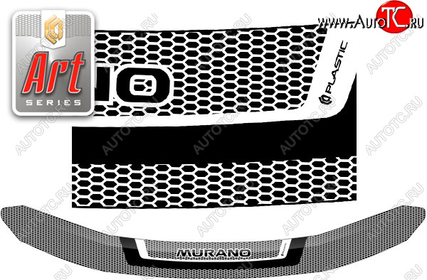 2 159 р. Дефлектор капота CA-Plastic  Nissan Murano  3 Z52 (2015-2022) дорестайлинг (Серия Art черная)  с доставкой в г. Пермь