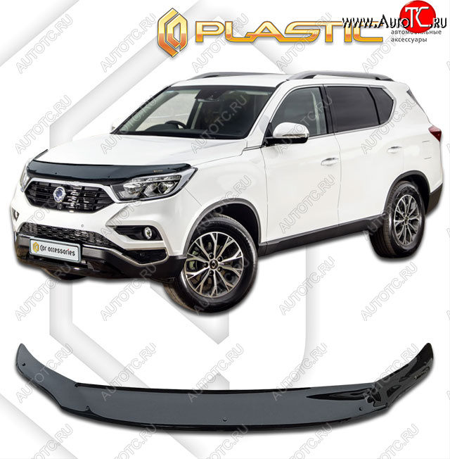 2 599 р. Дефлектор капота CA-Plastic Exclusive  SSANGYONG Rexton  Y400 (2017-2023) дорестайлинг (classic черный, без надписи)  с доставкой в г. Пермь